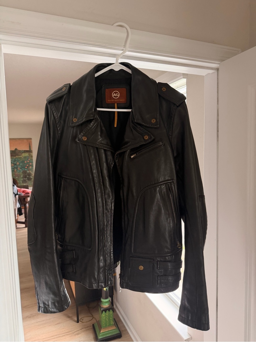 AG Adriano Goldschmied Black Leather Moto Jacket